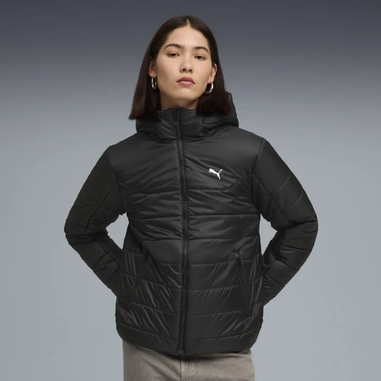 Zdjęcie produktu PUMA Damska kurtka wyścielana Essentials z kapturem, Odzież, Czarny