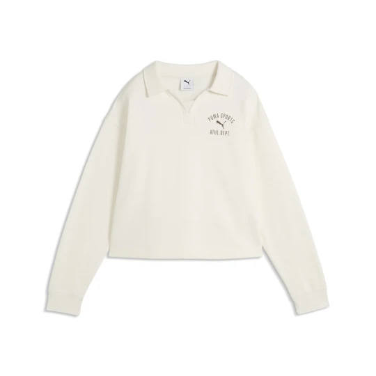Zdjęcie produktu PUMA Damska luźna bluza dresowa Varsity z kołnierzykiem polo, Odzież, Biały