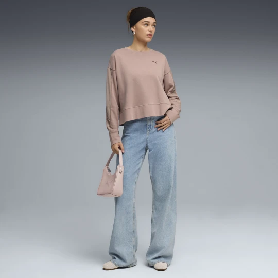 Zdjęcie produktu PUMA Damska luźna bluza z okrągłym dekoltem HER, Odzież, Beżowy