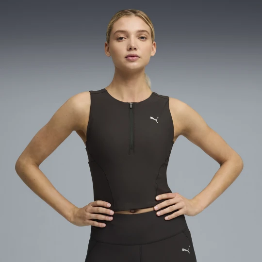 Zdjęcie produktu PUMA Damska skrócona koszulka na ramiączkach do biegania LIGHTSTRIDE, Odzież, Czarny