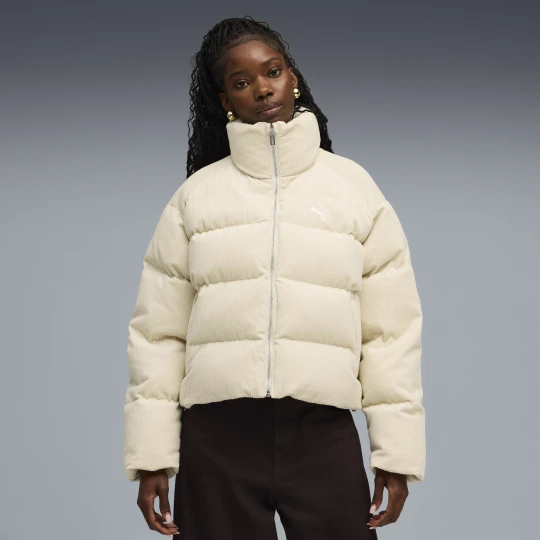 Zdjęcie produktu PUMA Damska sztruksowa kurtka puchowa Wardrobe Essentials, Odzież, Biały