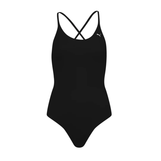 Zdjęcie produktu PUMA Damski strój kąpielowy z dekoltem w serek i skrzyżowanymi paskami Swim, Odzież, Czarny