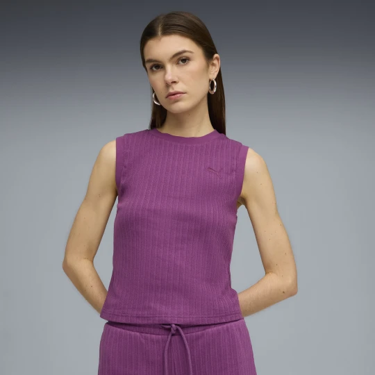 Zdjęcie produktu PUMA Damski top bez rękawów HER, Odzież, Fioletowy Plum Wine