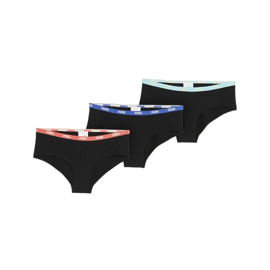 Zdjęcie produktu PUMA Damskie figi w stylu hipster 3 pary, Odzież, Czarny
