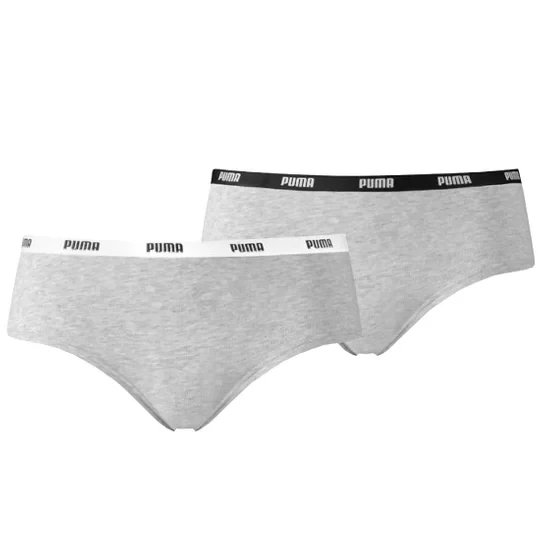 Zdjęcie produktu Puma Hipsters 2 Pack 603022001-328, Damskie, Szare, majtki, bawełna, rozmiar: XS