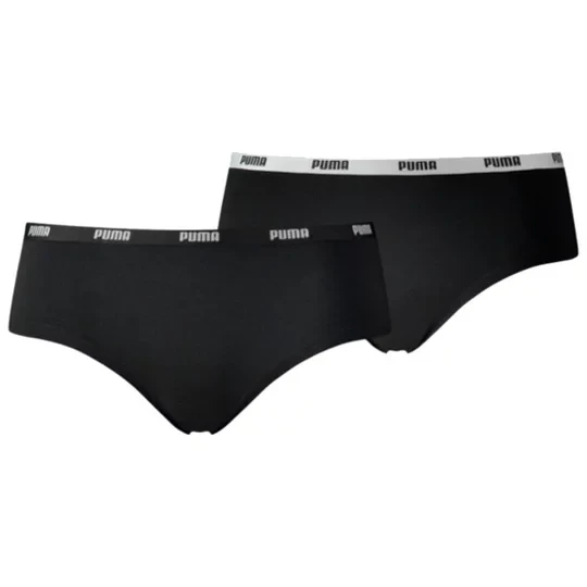 Zdjęcie produktu Puma Hipsters 2 Pack 603032001-200, Damskie, Czarne, majtki, bawełna, rozmiar: XS