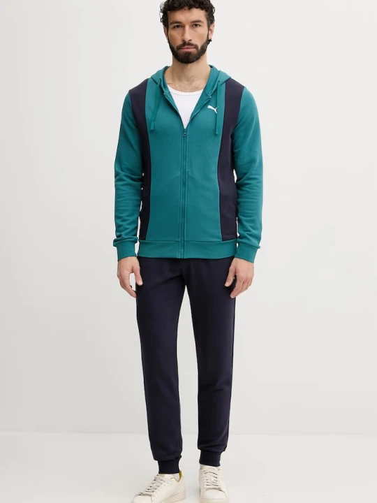 Zdjęcie produktu Puma komplet dresowy męski z bawełną Hooded Sweat suit turkusowy