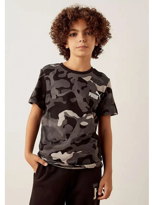 Zdjęcie produktu Puma Koszulka "ESS+ Camo" w kolorze czarno-szaro-białym rozmiar: 176