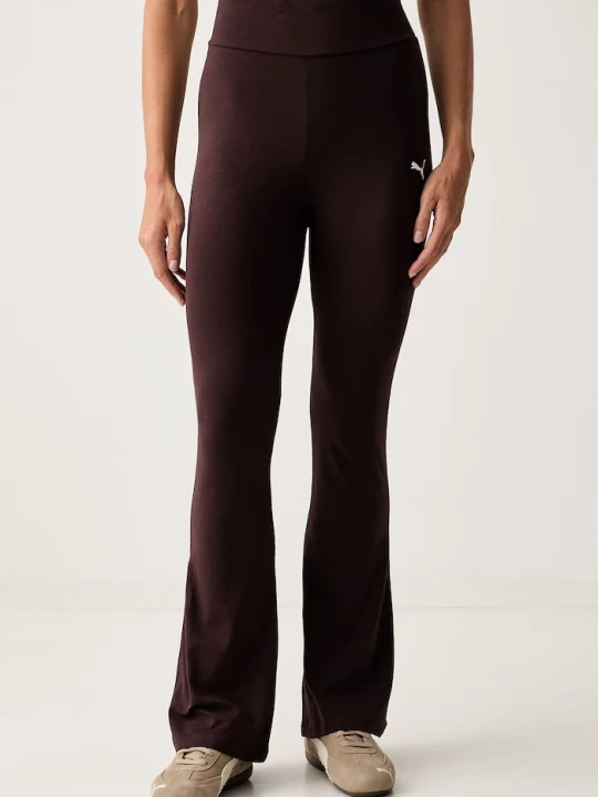 Zdjęcie produktu Puma legginsy sportowe damskie bawełniane z elastanem Flared Leggings brązowy