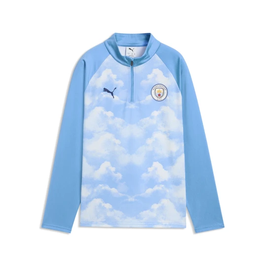 Zdjęcie produktu PUMA Młodzieżowa bluza rozgrzewkowa Manchester City F.C. z zamkiem 1/4, Akcesoria, Niebieski
