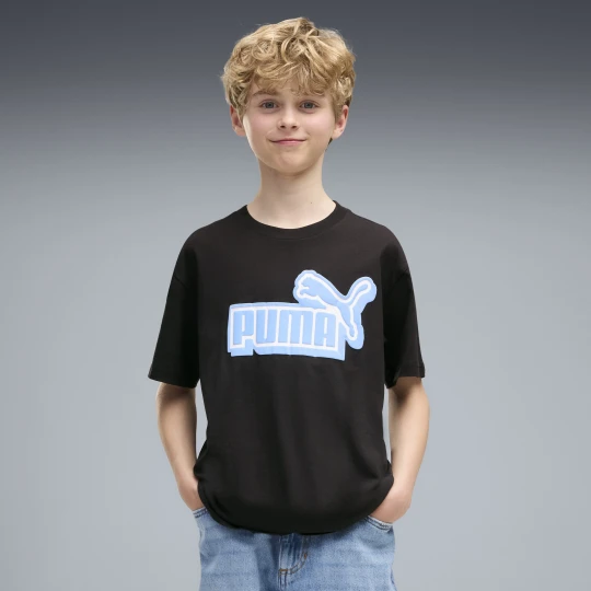 Zdjęcie produktu PUMA MÅ‚odzieÅ¼owa koszulka o luÅºnym kroju Essentials Logo Lab z grafikÄ…, OdzieÅ¼, Czarny