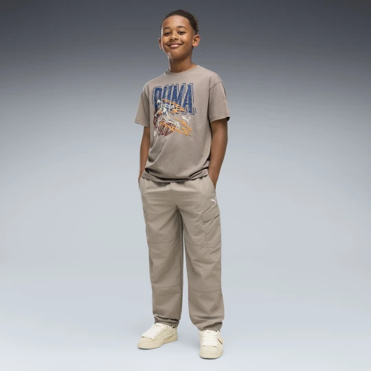 Zdjęcie produktu PUMA Młodzieżowe tkane bojówki WARDROBE ESS o luźnym kroju, Odzież, Beżowy