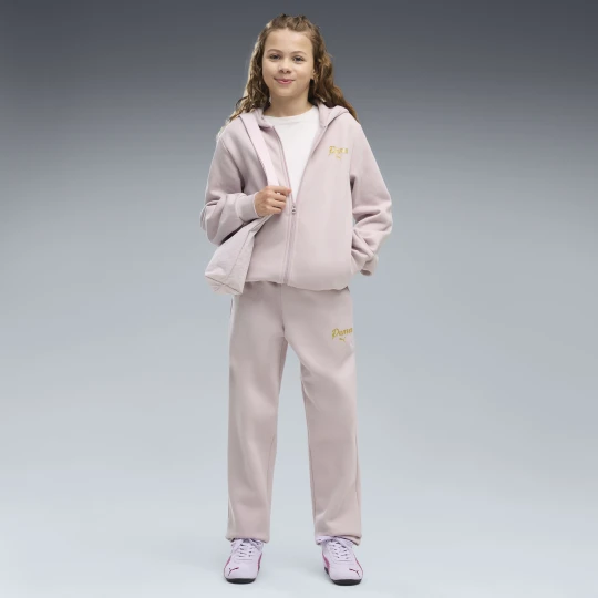 Zdjęcie produktu PUMA Młodzieżowy dres Essentials Script Glitter z zamkiem na całej długości, Akcesoria, Różowy