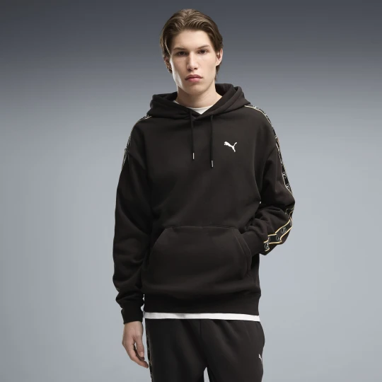 Zdjęcie produktu PUMA MÄ™ska bluza z kapturem Essentials Elevated Tape o luÅºnym kroju, OdzieÅ¼, Czarny