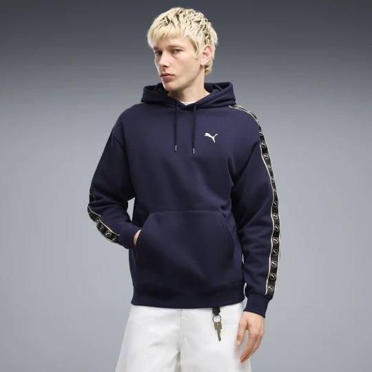 Zdjęcie produktu PUMA Męska bluza z kapturem Essentials Elevated Tape o luźnym kroju, Odzież, Niebieski Navy