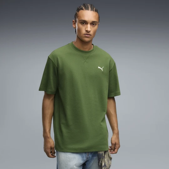 Zdjęcie produktu PUMA Męska koszulka Essentials Elevated o luźnym kroju, Akcesoria, Zielony