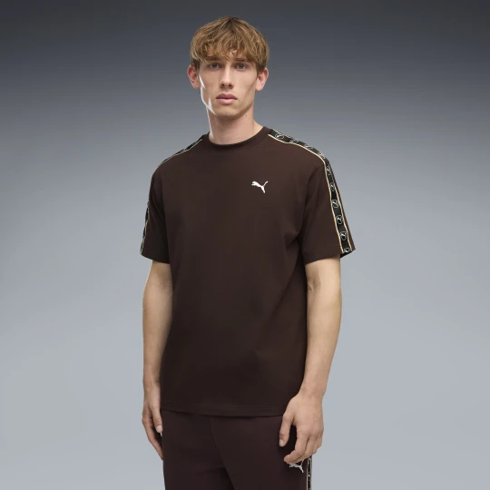 Zdjęcie produktu PUMA Męska koszulka Essentials Elevated Tape o luźnym kroju, Akcesoria, Brązowy