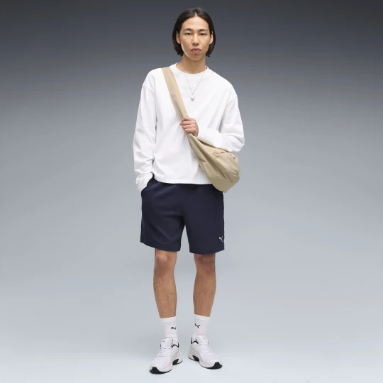 Zdjęcie produktu PUMA Męskie szorty Essentials Elevated Material o luźnym kroju, Odzież, Niebieski Navy