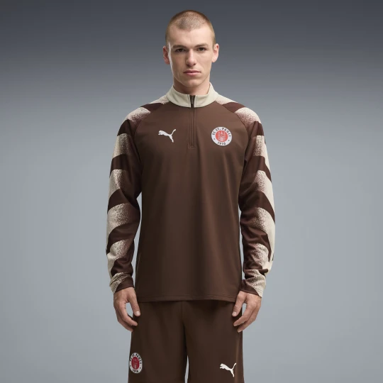 Zdjęcie produktu PUMA Męska bluza treningowa FC St. Pauli o wąskim kroju z zamkiem 1/4, Odzież, Brązowy