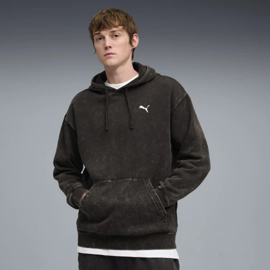 Zdjęcie produktu PUMA Męska bluza z kapturem Essentials Elevated o luźnym kroju z efektem sprania, Akcesoria, Czarny