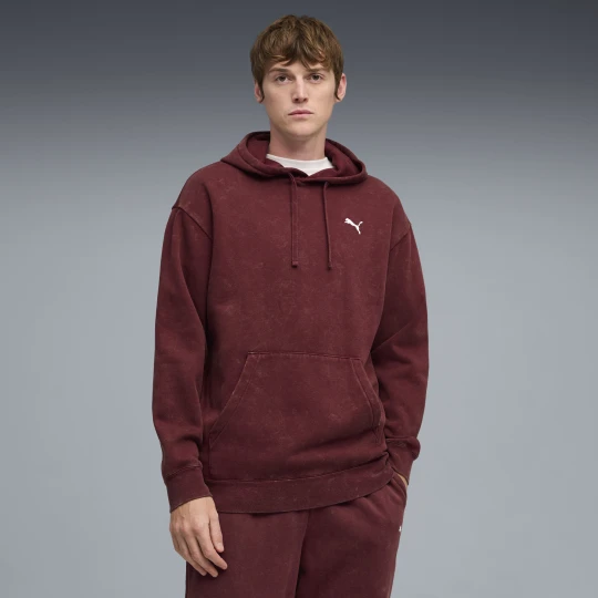 Zdjęcie produktu PUMA Męska bluza z kapturem Essentials Elevated o luźnym kroju z efektem sprania, Akcesoria, Czerwony