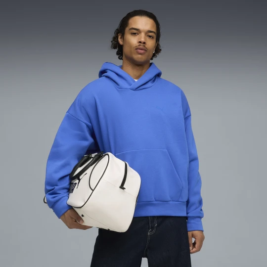 Zdjęcie produktu PUMA MÄ™ska dzianinowa bluza z kapturem Wardrobe Essentials o pudeÅ‚kowym kroju, OdzieÅ¼, Niebieski