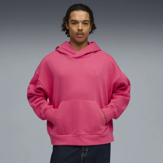 Zdjęcie produktu PUMA Męska dzianinowa bluza z kapturem Wardrobe Essentials o pudełkowym kroju, Odzież, Różowy