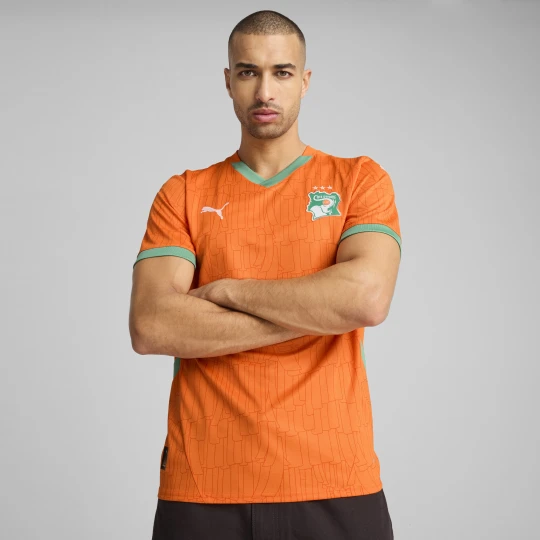 Zdjęcie produktu PUMA Męska koszulka domowa Wybrzeża Kości Słoniowej 2025, Odzież, Pomarańczowy