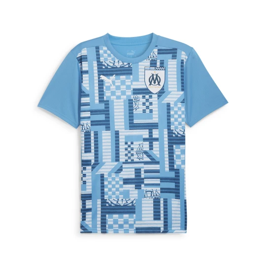 Zdjęcie produktu PUMA MÄ™ska koszulka przedmeczowa z krÃ³tkim rÄ™kawem Olympique Marsylia, OdzieÅ¼, Niebieski