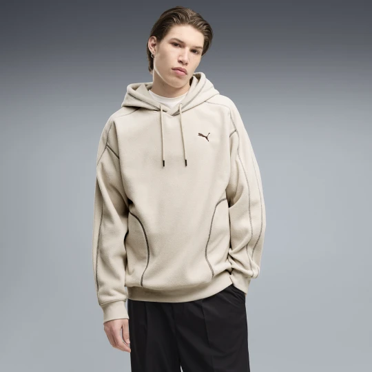 Zdjęcie produktu PUMA Męska zimowa bluza z kapturem Essentials Elevated o luźnym kroju, Odzież, Beżowy