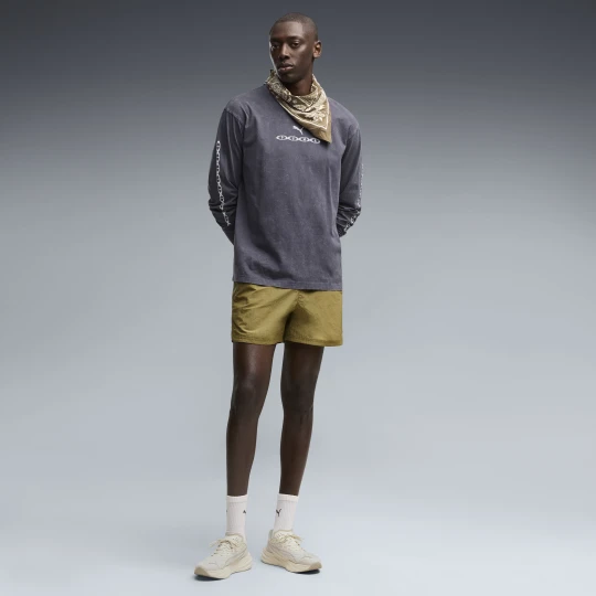 Zdjęcie produktu PUMA Męskie szorty z tkaniny Run Culture Collective T7 5'' o luźnym kroju, Odzież, Brązowy