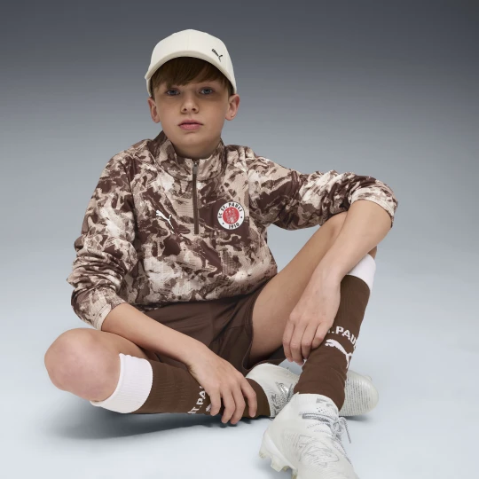 Zdjęcie produktu PUMA Młodzieżowa bluza przedmeczowa FC St. Pauli z zamkiem 1/4, Odzież, Brązowy