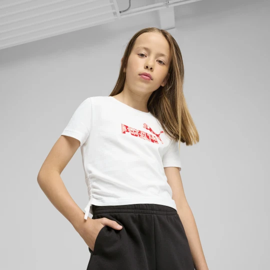 Zdjęcie produktu PUMA Młodzieżowa koszulka Essentials Animal Logo Infill z węzłem, Odzież, Biały