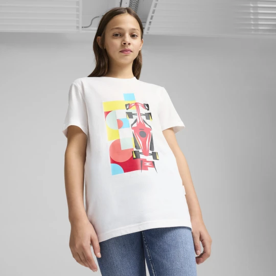 Zdjęcie produktu PUMA Młodzieżowa koszulka Scuderia Ferrari HP Race z grafiką, Odzież, Biały