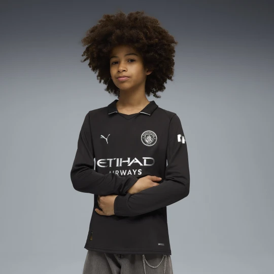 Zdjęcie produktu PUMA Młodzieżowa koszulka wyjazdowa z długim rękawem Manchester City 25 / 26, Odzież, Czarny