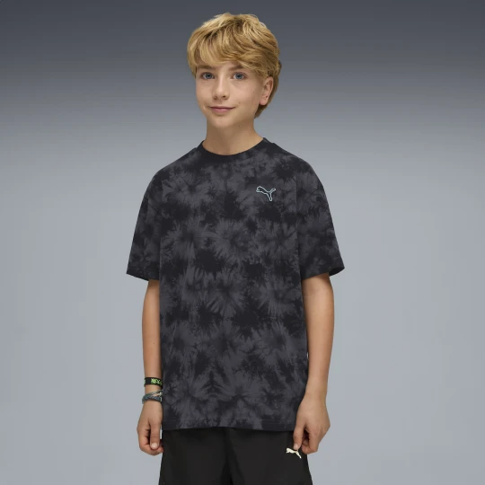Zdjęcie produktu PUMA Młodzieżowa luźna koszulka Essentials z efektem tie-dye, Odzież, Czarny