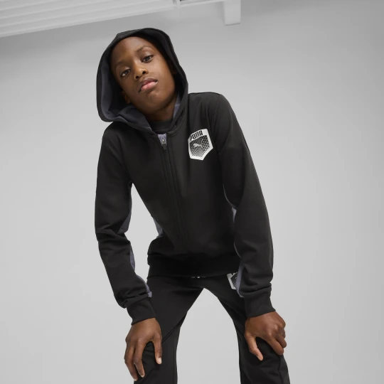 Zdjęcie produktu PUMA Młodzieżowa rozpinana bluza z kapturem Active Sports z grafiką, Odzież, Czarny