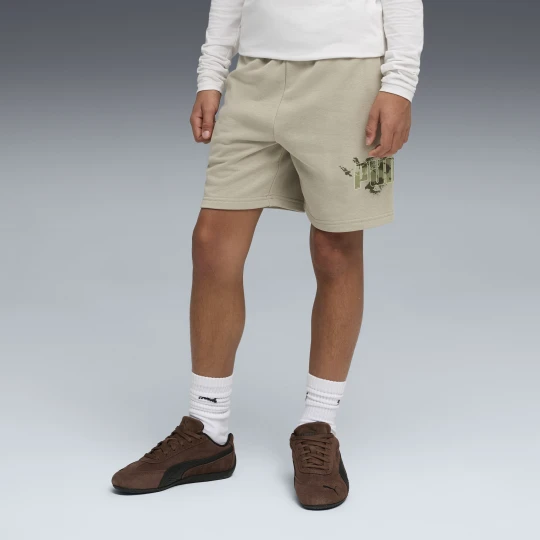 Zdjęcie produktu PUMA Młodzieżowe szorty Essentials we wzór moro, Akcesoria, Beżowy