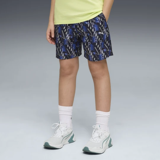 Zdjęcie produktu PUMA Młodzieżowe szorty treningowe z tkaniny Essentials z nadrukiem, Odzież, Niebieski