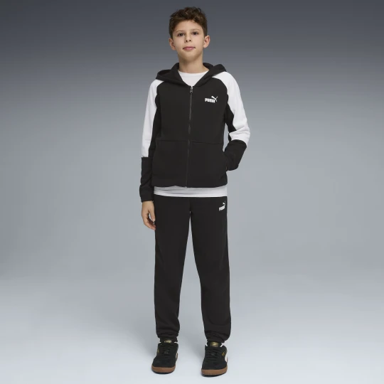 Zdjęcie produktu PUMA Młodzieżowy dres z kapturem Essentials z blokami kolorów, Odzież, Czarny