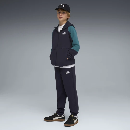 Zdjęcie produktu PUMA Młodzieżowy dres z kapturem Essentials z blokami kolorów, Odzież, Niebieski
