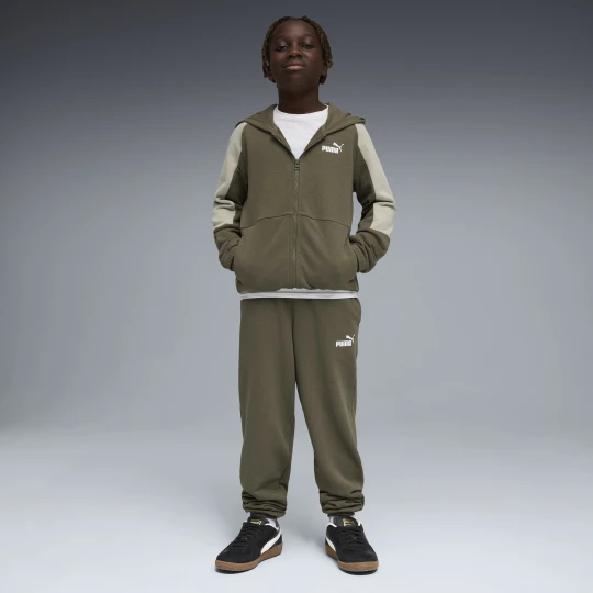 Zdjęcie produktu PUMA Młodzieżowy dres z kapturem Essentials z blokami kolorów, Odzież, Zielony