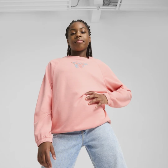 Zdjęcie produktu PUMA Młodzieżowy top BUTTERFLY VIBE z okrągłym dekoltem, Odzież, Różowy Pink Fruit