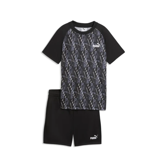 Zdjęcie produktu PUMA Młodzieżowy zestaw TRAIN ALL DAY Essentials z koszulką z nadrukiem i szortami, Akcesoria, Czarny