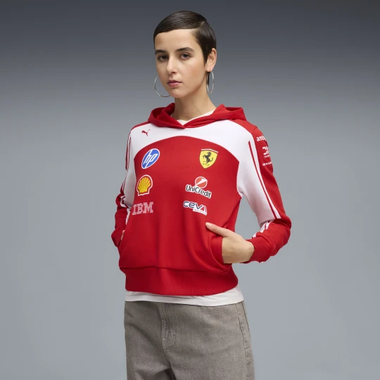 Zdjęcie produktu PUMA Replika damskiej krótkiej bluzy z kapturem Scuderia Ferrari HP Replica, Odzież, Czerwony