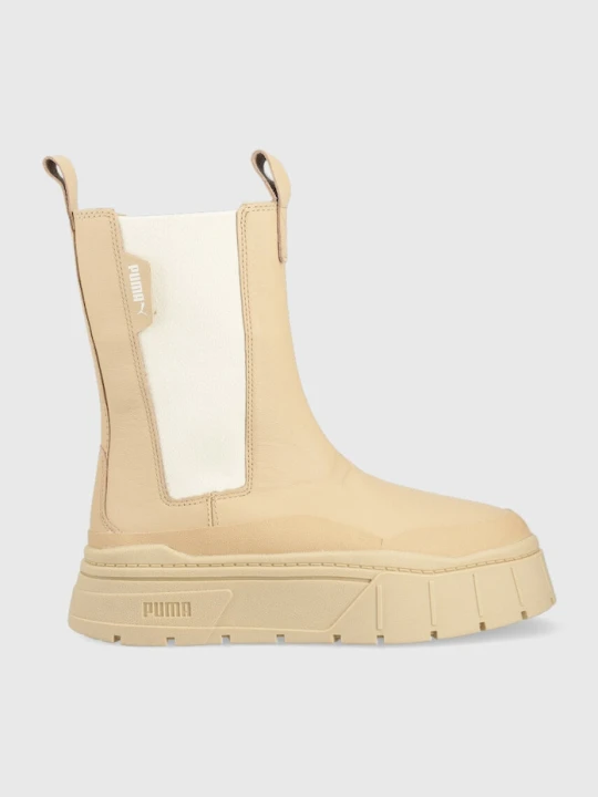 Zdjęcie produktu Puma sztyblety skórzane Mayze Stack beżowy