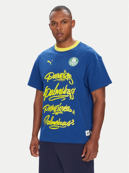 Zdjęcie produktu Puma T-Shirt CWC Hoops x Palmeiras 631704 Niebieski Regular Fit