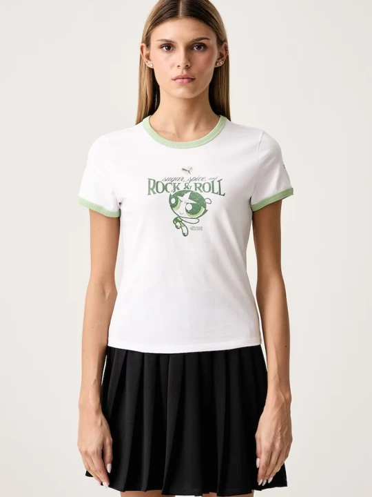 Zdjęcie produktu Puma T-shirt damski bawełniany z elastanem X POWER PUFF GIRLS biały