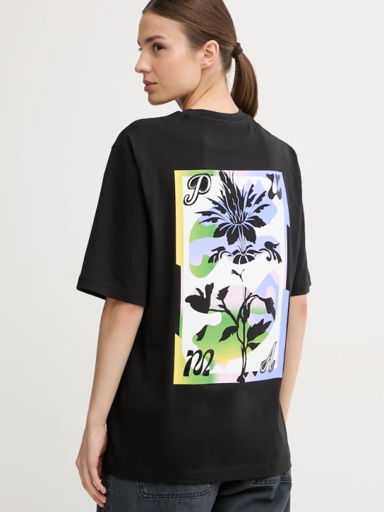 Zdjęcie produktu Puma T-shirt damski z bawełną Graphics Psychoflower czarny
