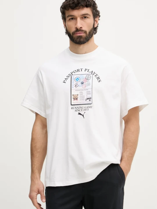 Zdjęcie produktu Puma T-shirt męski bawełniany ATW Dylan Tee beżowy